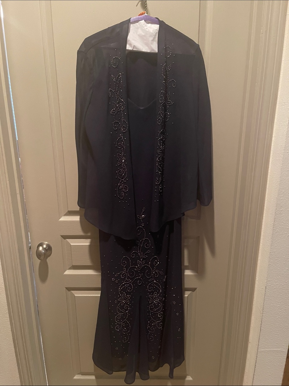 Black Beaded Maxi Skirt Evening Ensemble